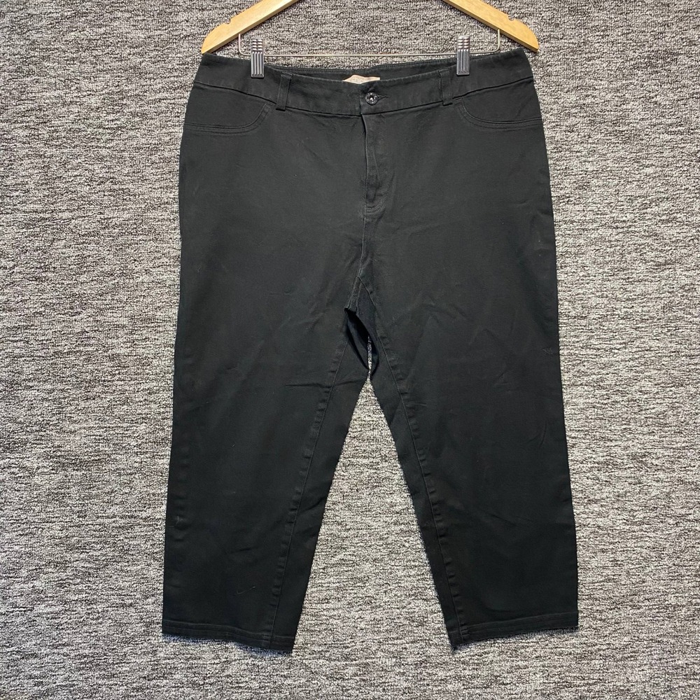 Chicos Cropped Pants Womens Large Black Cotton Spandex Stretch Casual Trousers